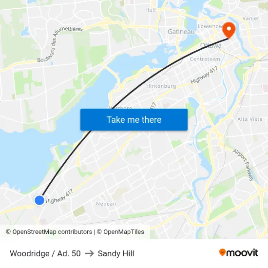 Woodridge / Ad. 50 to Sandy Hill map