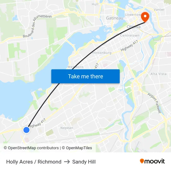 Holly Acres / Richmond to Sandy Hill map