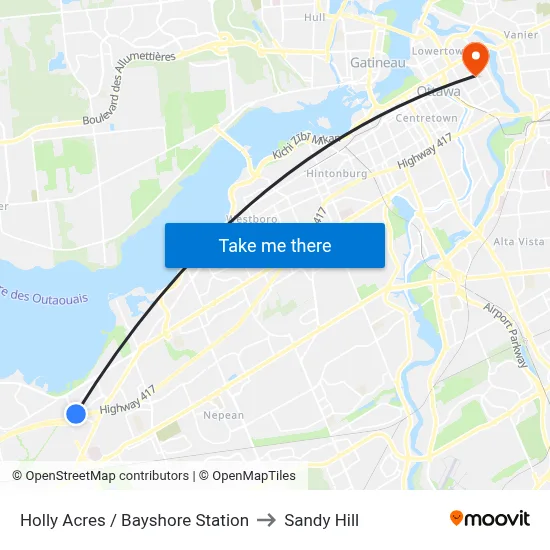 Holly Acres / Bayshore Station to Sandy Hill map