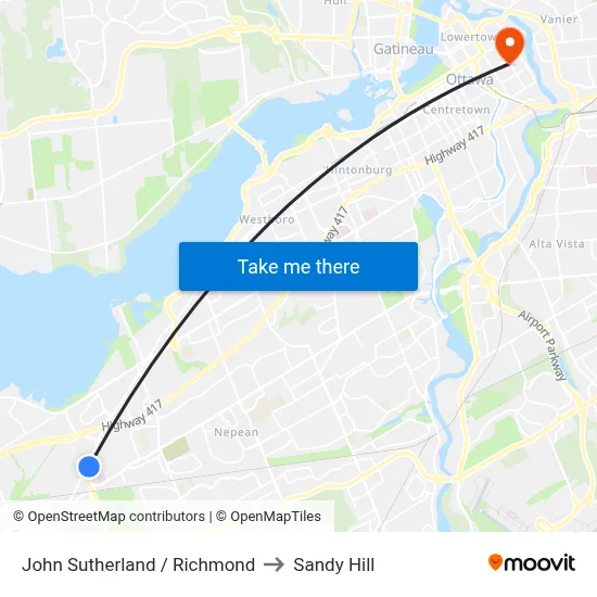 John Sutherland / Richmond to Sandy Hill map