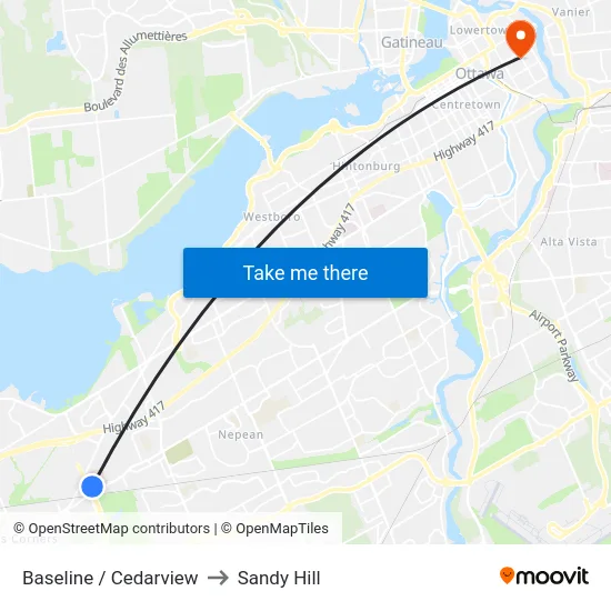 Baseline / Cedarview to Sandy Hill map