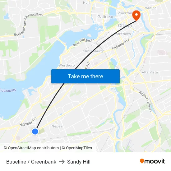 Baseline / Greenbank to Sandy Hill map