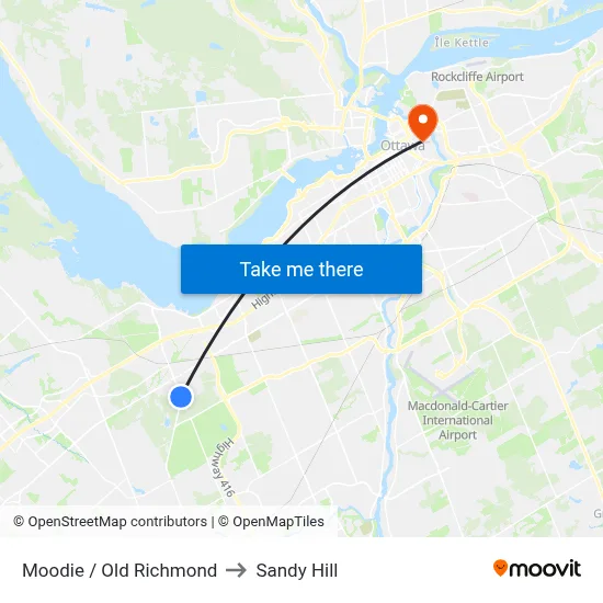 Moodie / Old Richmond to Sandy Hill map