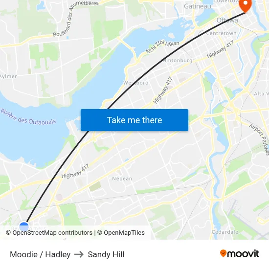Moodie / Hadley to Sandy Hill map