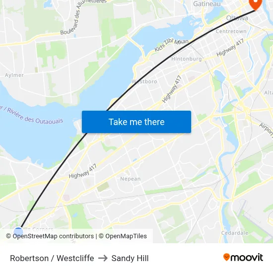 Robertson / Westcliffe to Sandy Hill map