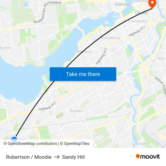 Robertson / Moodie to Sandy Hill map