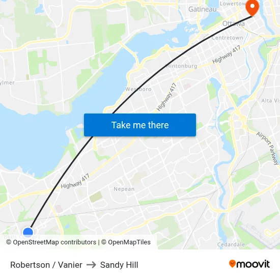 Robertson / Vanier to Sandy Hill map