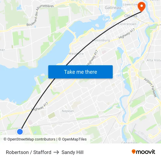 Robertson / Stafford to Sandy Hill map