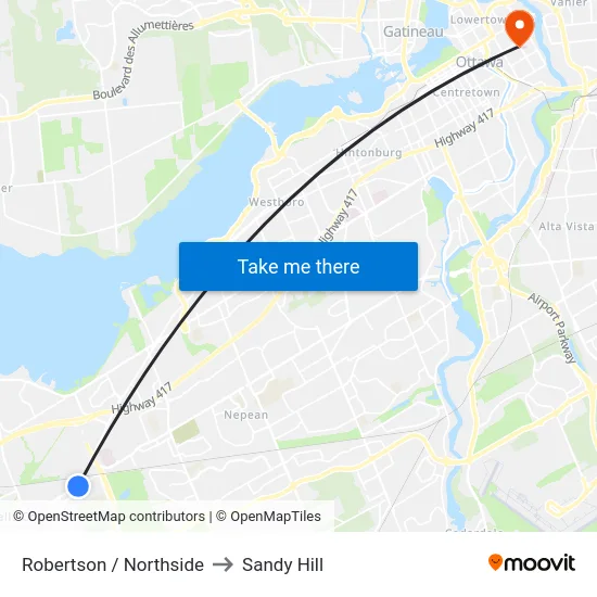 Robertson / Northside to Sandy Hill map