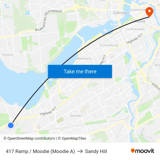 417  Ramp / Moodie (Moodie A) to Sandy Hill map