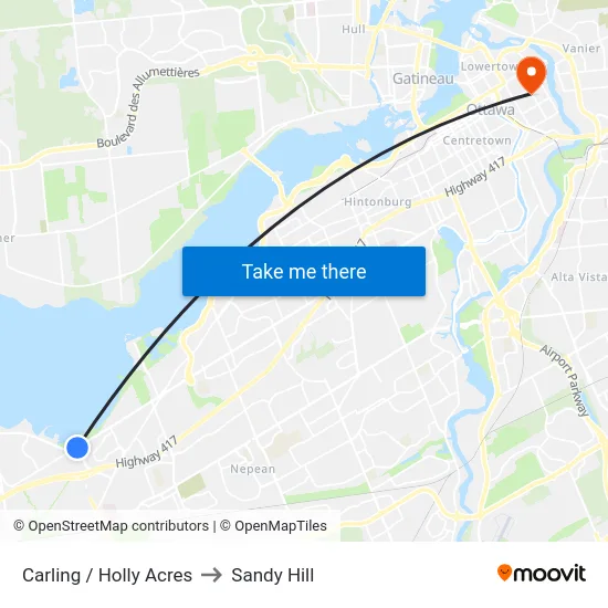 Carling / Holly Acres to Sandy Hill map