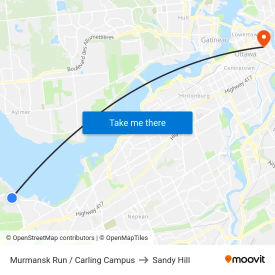 Murmansk Run / Carling Campus to Sandy Hill map