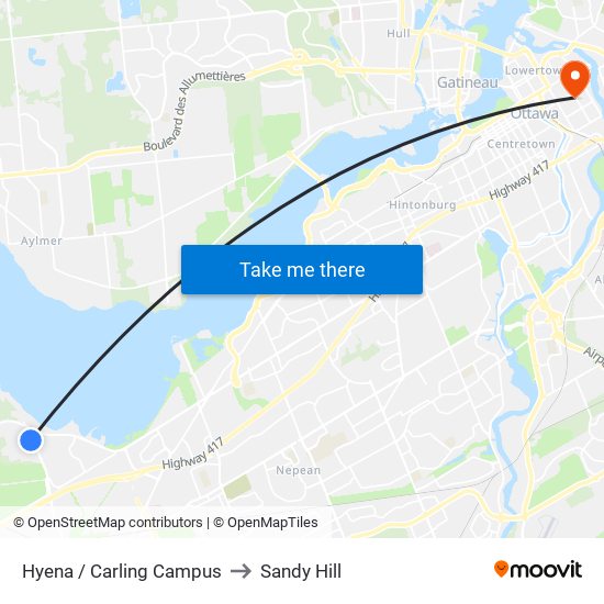 Hyena / Carling Campus to Sandy Hill map