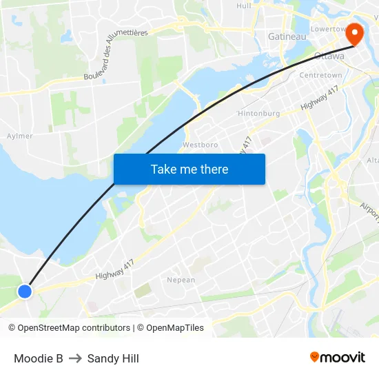 Moodie B to Sandy Hill map