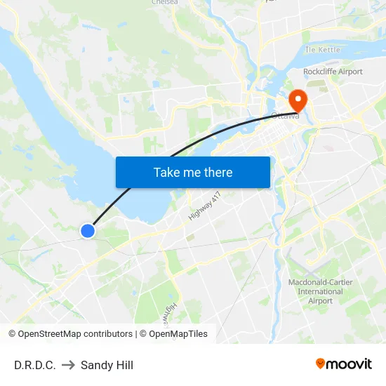 D.R.D.C. to Sandy Hill map