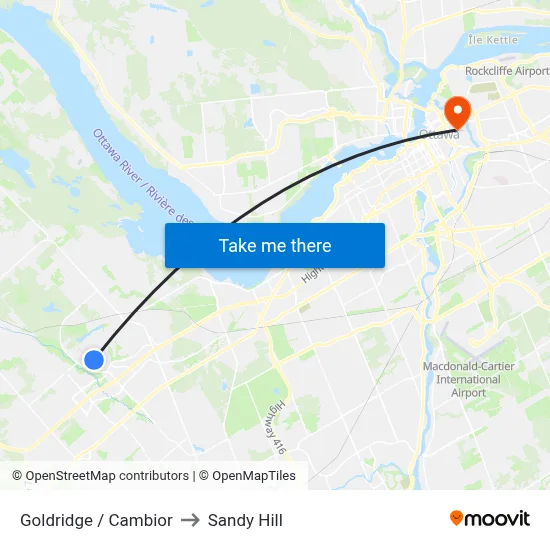 Goldridge / Cambior to Sandy Hill map