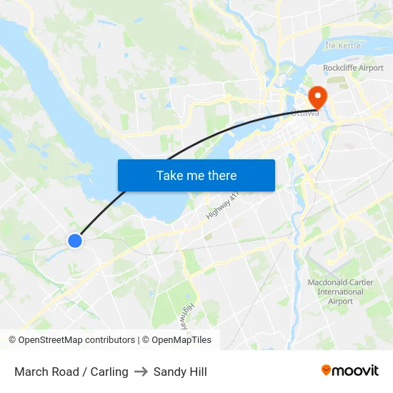 March Road / Carling to Sandy Hill map