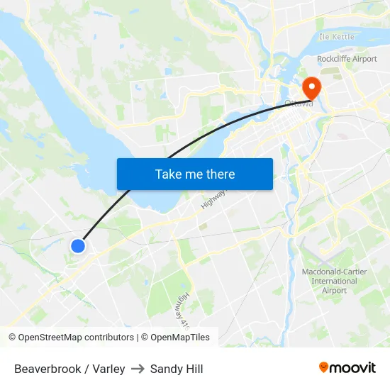 Beaverbrook / Varley to Sandy Hill map