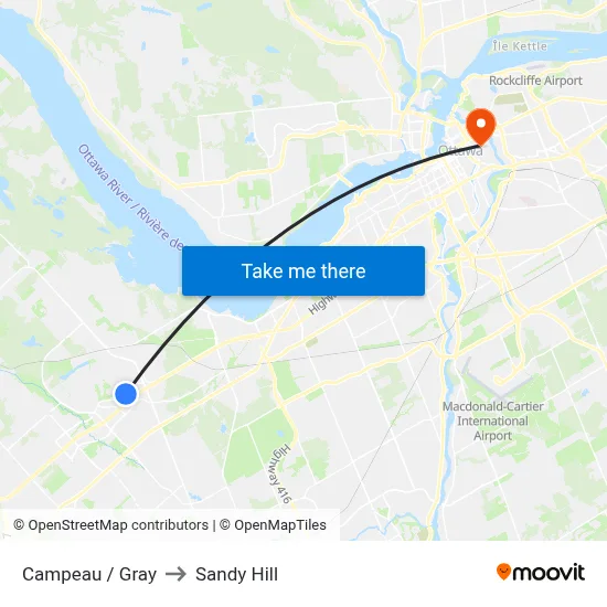 Campeau / Gray to Sandy Hill map