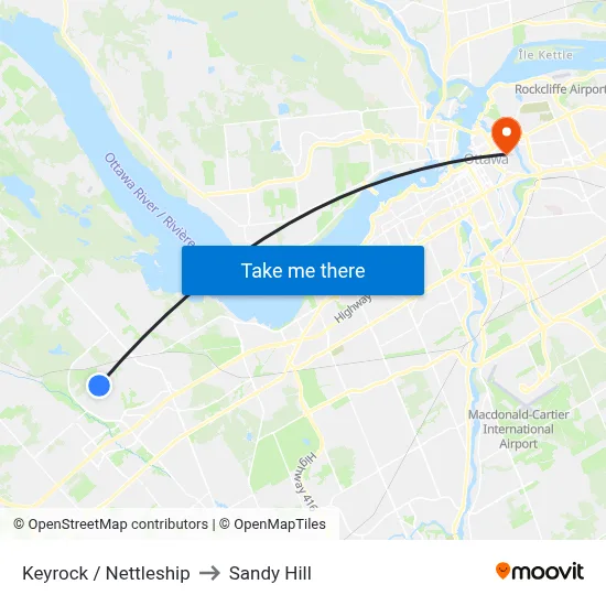 Keyrock / Nettleship to Sandy Hill map