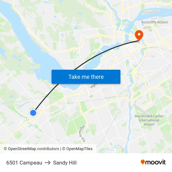 6501 Campeau to Sandy Hill map