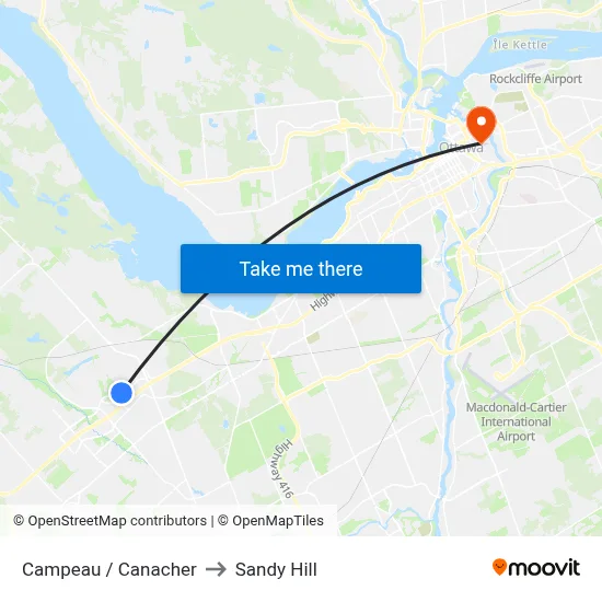 Campeau / Canacher to Sandy Hill map