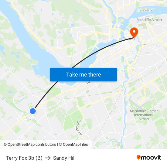 Terry Fox 3b (B) to Sandy Hill map