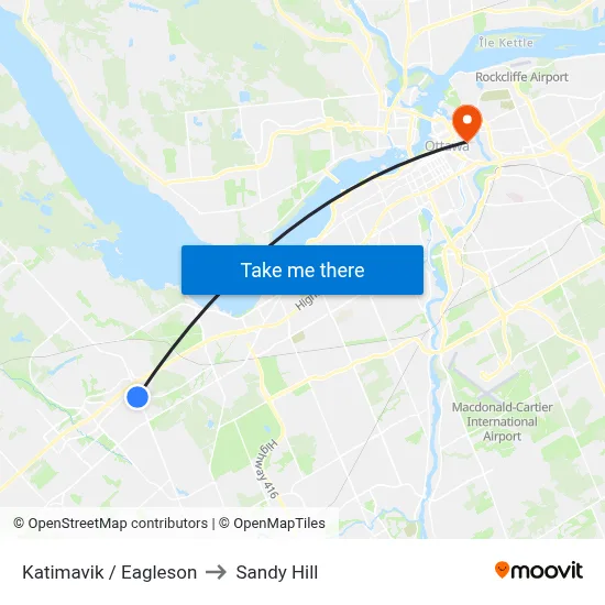 Katimavik / Eagleson to Sandy Hill map