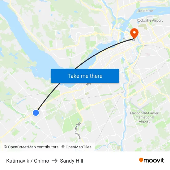 Katimavik / Chimo to Sandy Hill map