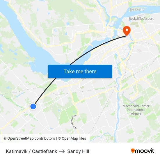 Katimavik / Castlefrank to Sandy Hill map