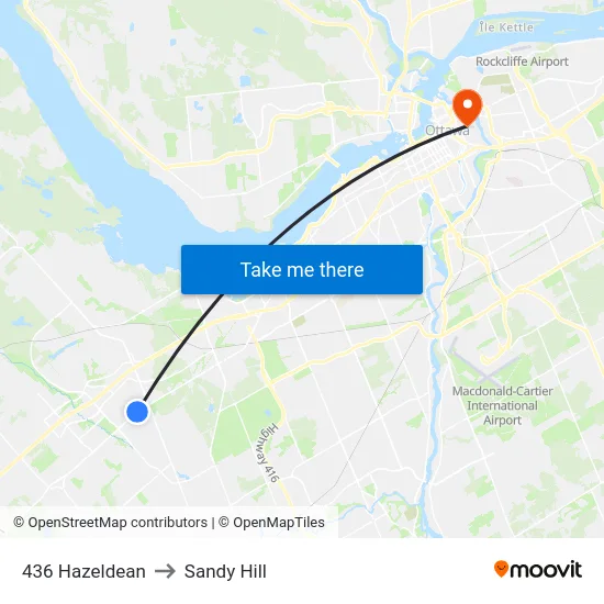 436 Hazeldean to Sandy Hill map
