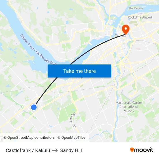 Castlefrank / Kakulu to Sandy Hill map