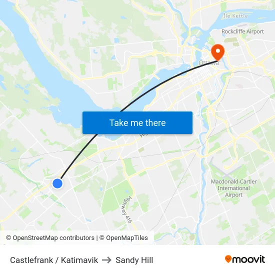 Castlefrank / Katimavik to Sandy Hill map