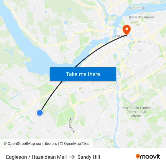 Eagleson / Hazeldean Mall to Sandy Hill map