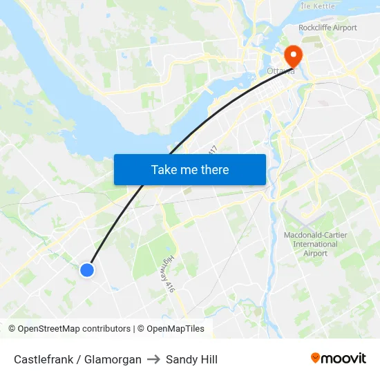 Castlefrank / Glamorgan to Sandy Hill map