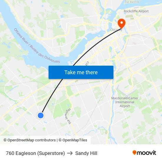 760 Eagleson (Superstore) to Sandy Hill map