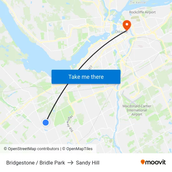 Bridgestone / Bridle Park to Sandy Hill map
