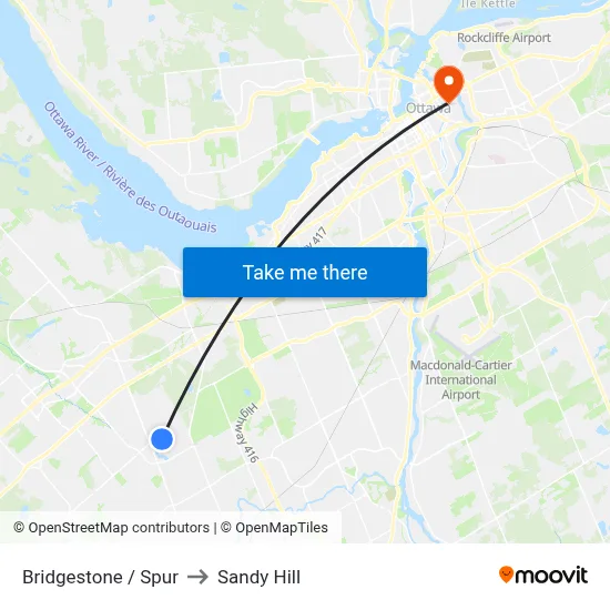 Bridgestone / Spur to Sandy Hill map
