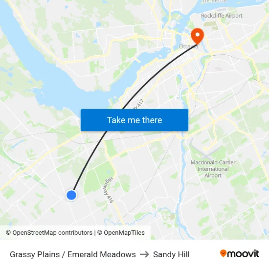 Grassy Plains / Emerald Meadows to Sandy Hill map