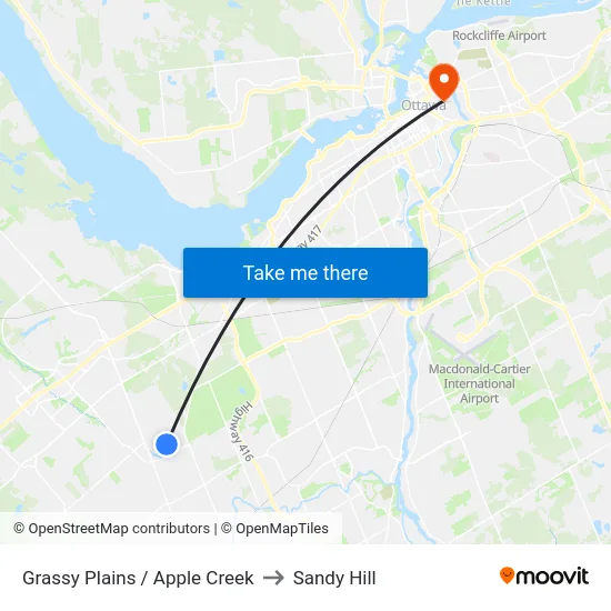 Grassy Plains / Apple Creek to Sandy Hill map