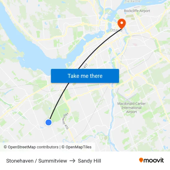 Stonehaven / Summitview to Sandy Hill map