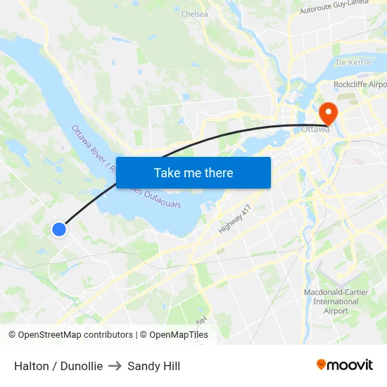 Halton / Dunollie to Sandy Hill map