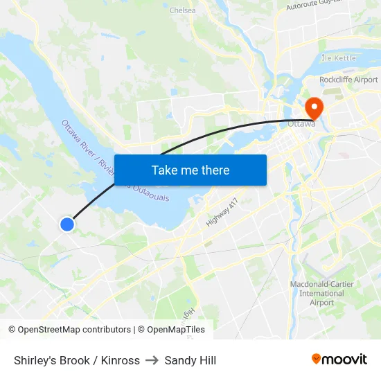 Shirley's Brook / Kinross to Sandy Hill map