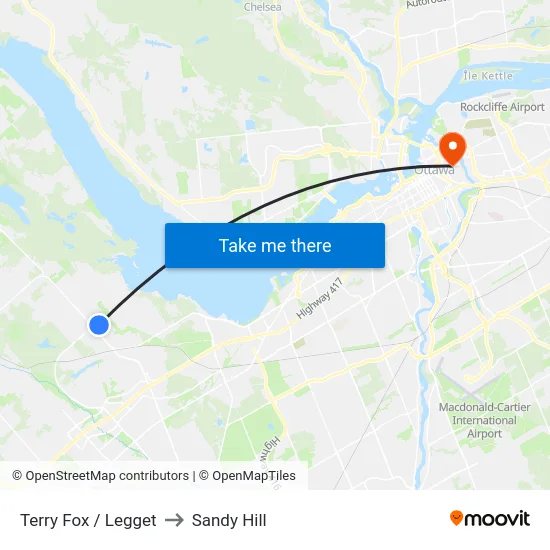 Terry Fox / Legget to Sandy Hill map
