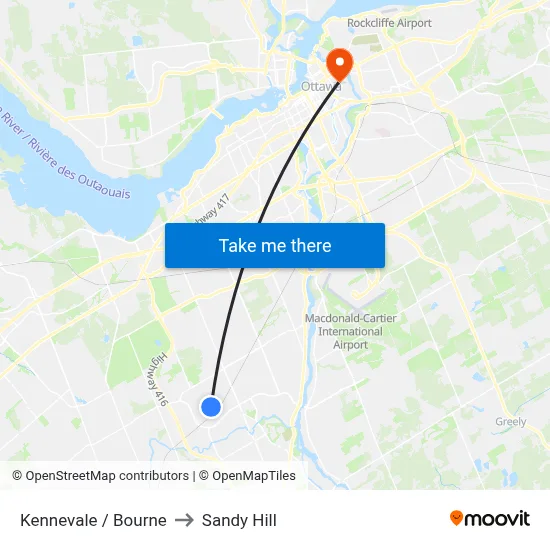 Kennevale / Bourne to Sandy Hill map