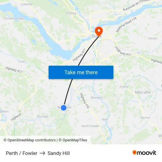 Perth / Fowler to Sandy Hill map