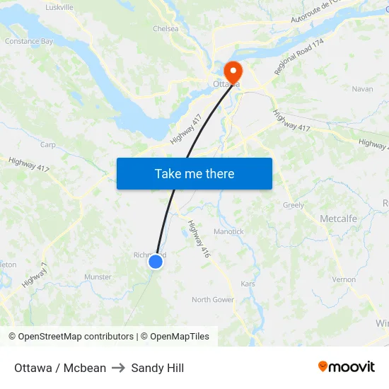 Ottawa / Mcbean to Sandy Hill map