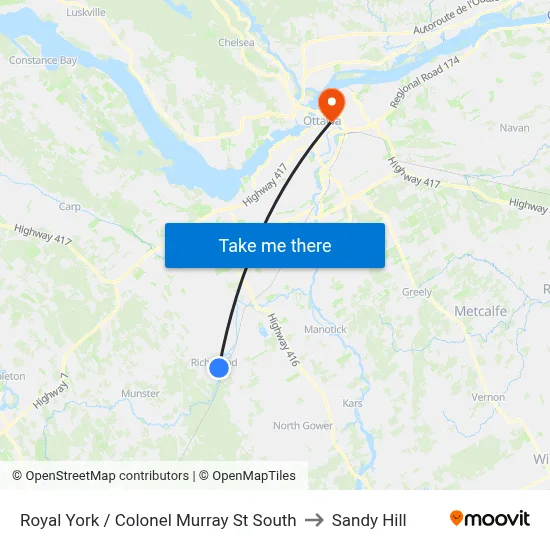 Royal York / Colonel Murray St South to Sandy Hill map