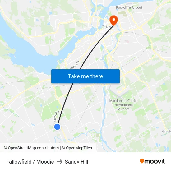 Fallowfield / Moodie to Sandy Hill map
