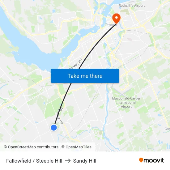 Fallowfield / Steeple Hill to Sandy Hill map
